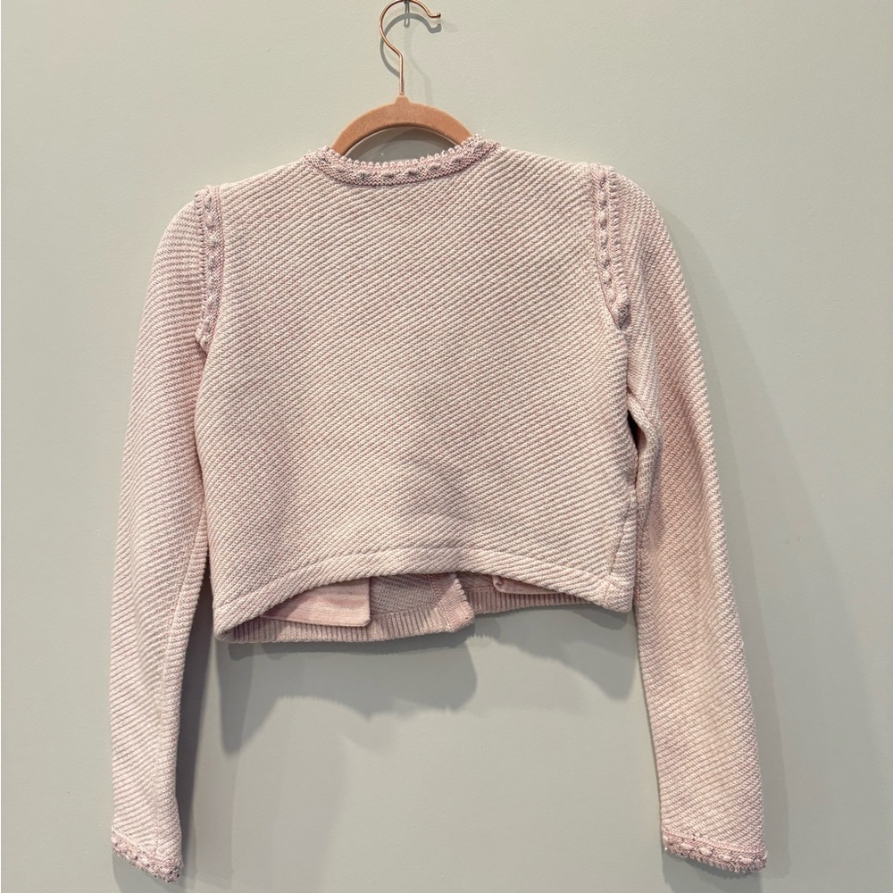 SOLD Self-Portrait Baby Pink Knit Crop Cardigan | XS | Pearl Button Detail - Picture 10 of 11